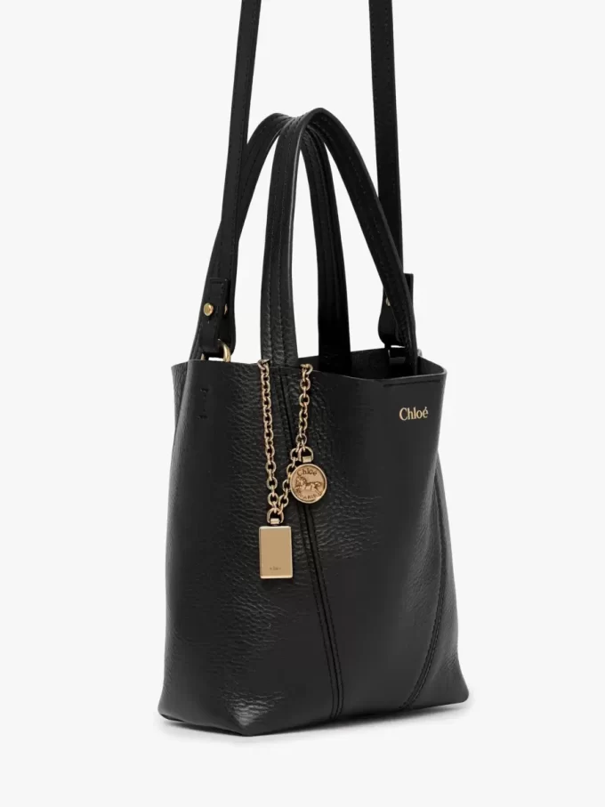 Petit sac cabas Chloé Spin en cuir grainé