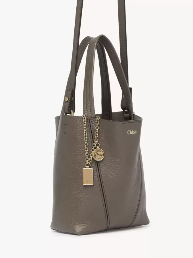 Petit sac cabas Chloé Spin en cuir grainé
