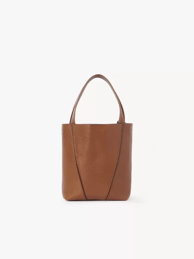 Petit sac cabas Chloé Spin en cuir grainé
