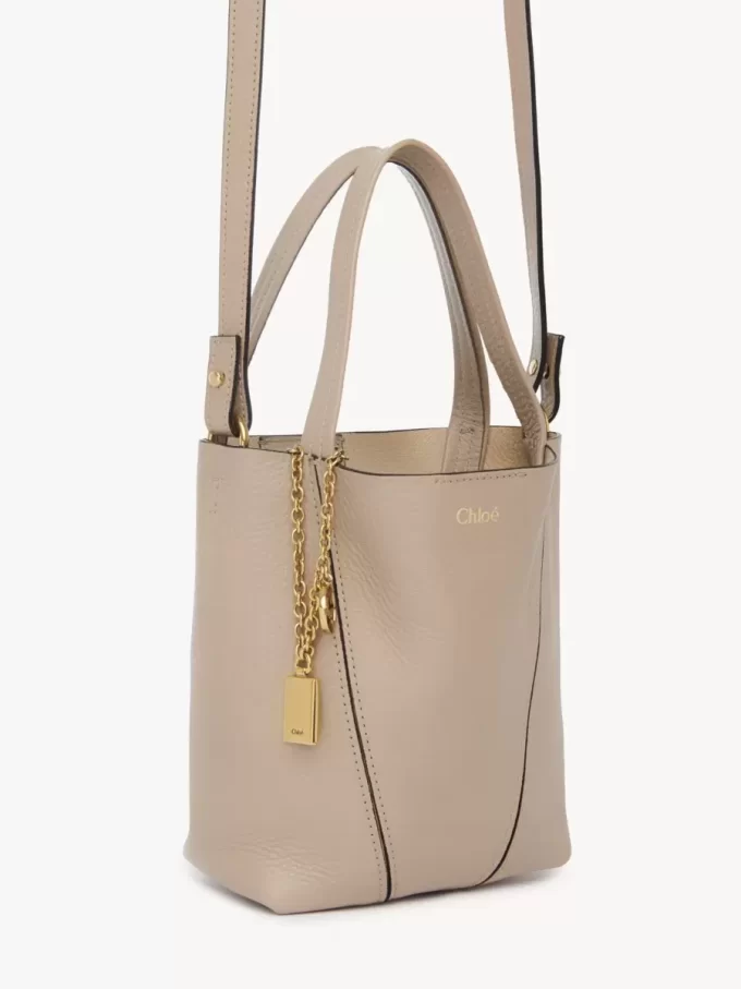 Petit sac cabas Chloé Spin en cuir grainé