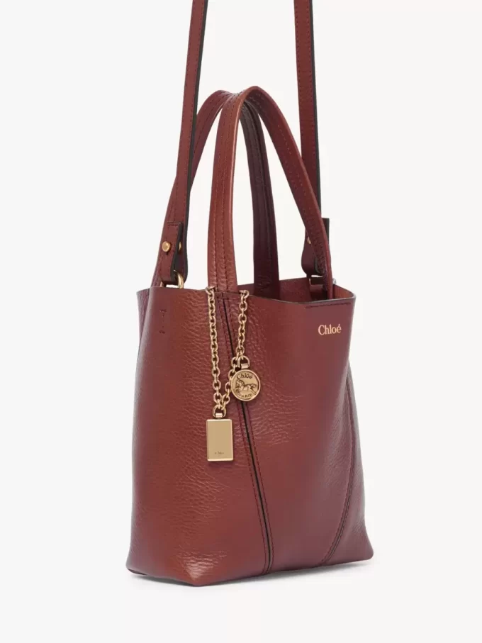Petit sac cabas Chloé Spin en cuir grainé