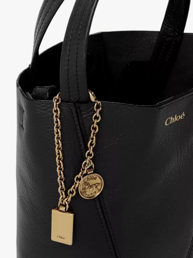 Petit sac cabas Chloé Spin en cuir grainé