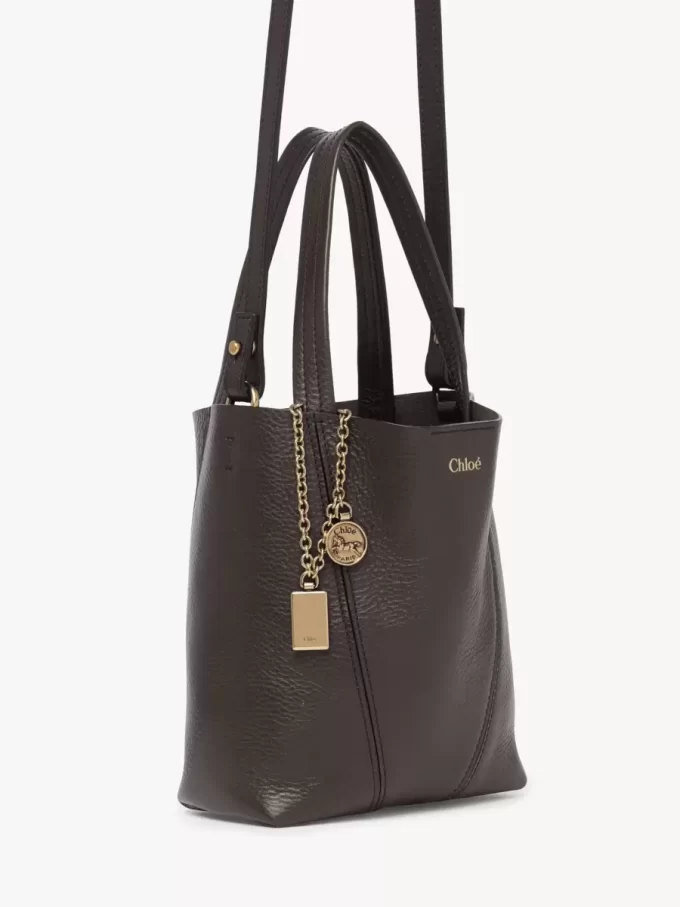 Petit sac cabas Chloé Spin en cuir grainé