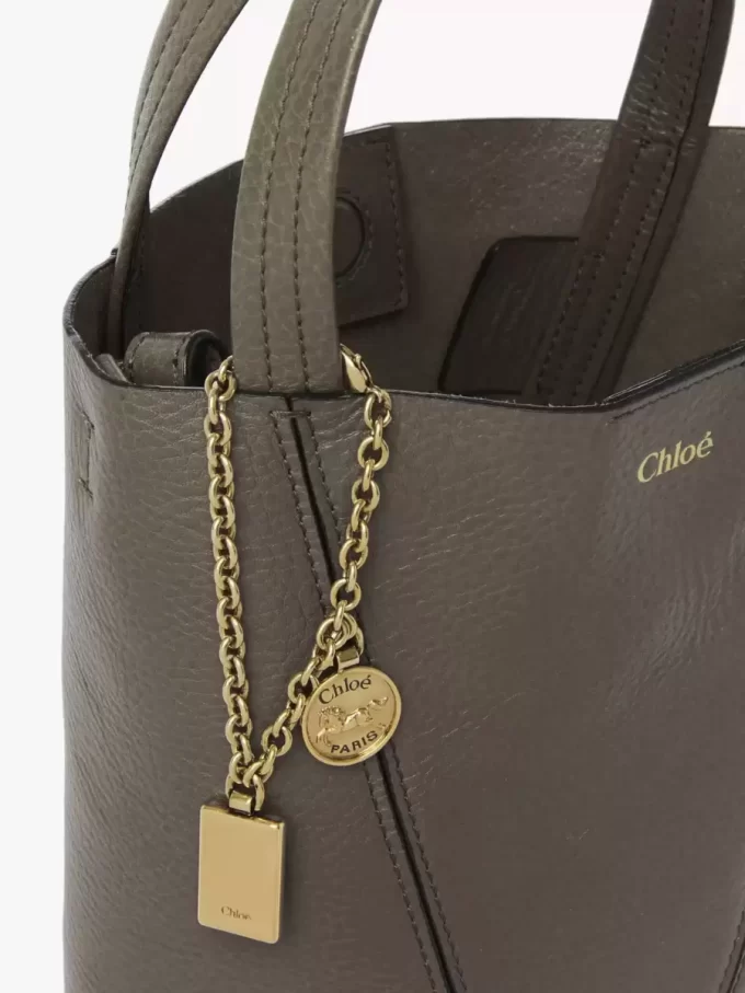 Petit sac cabas Chloé Spin en cuir grainé