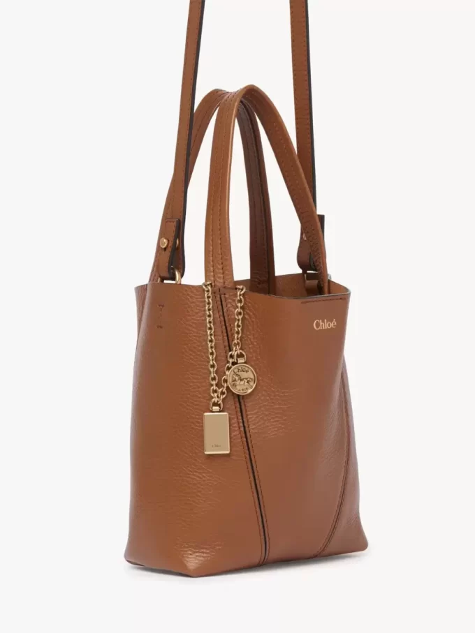 Petit sac cabas Chloé Spin en cuir grainé