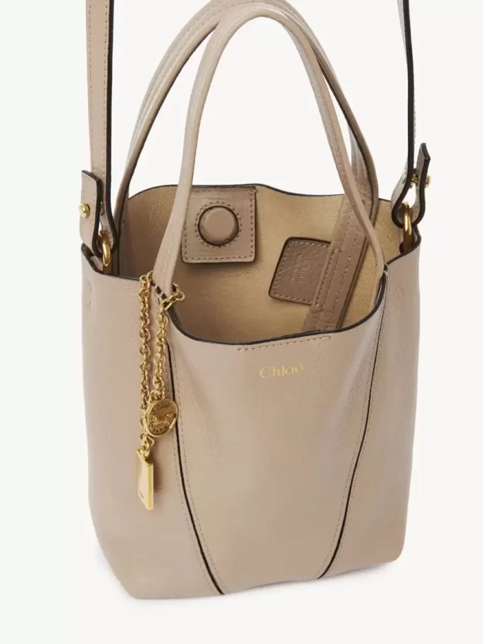 Petit sac cabas Chloé Spin en cuir grainé