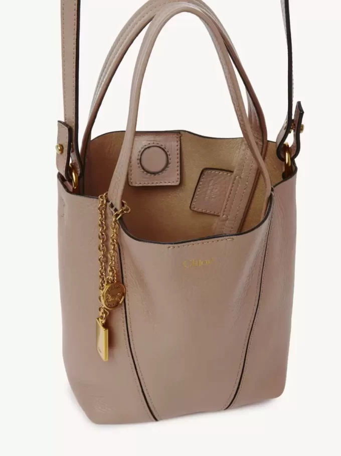 Petit sac cabas Chloé Spin en cuir grainé