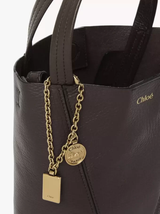 Petit sac cabas Chloé Spin en cuir grainé
