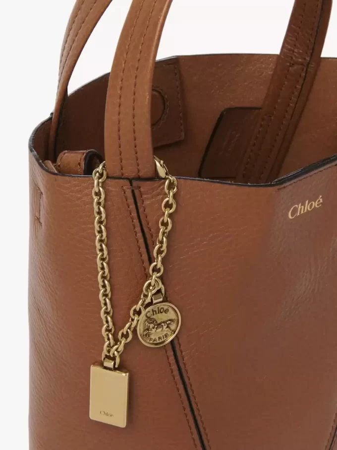 Petit sac cabas Chloé Spin en cuir grainé