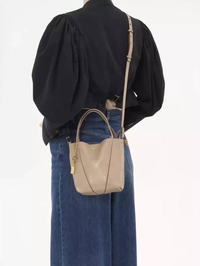 Petit sac cabas Chloé Spin en cuir grainé