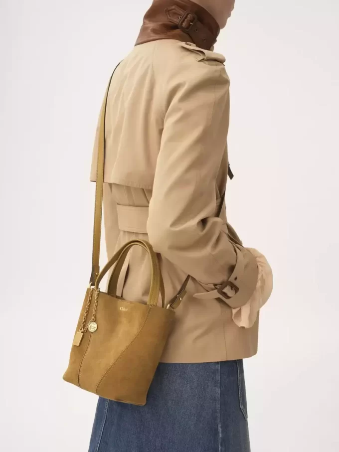 Petit sac cabas Chloé Spin en cuir suédé