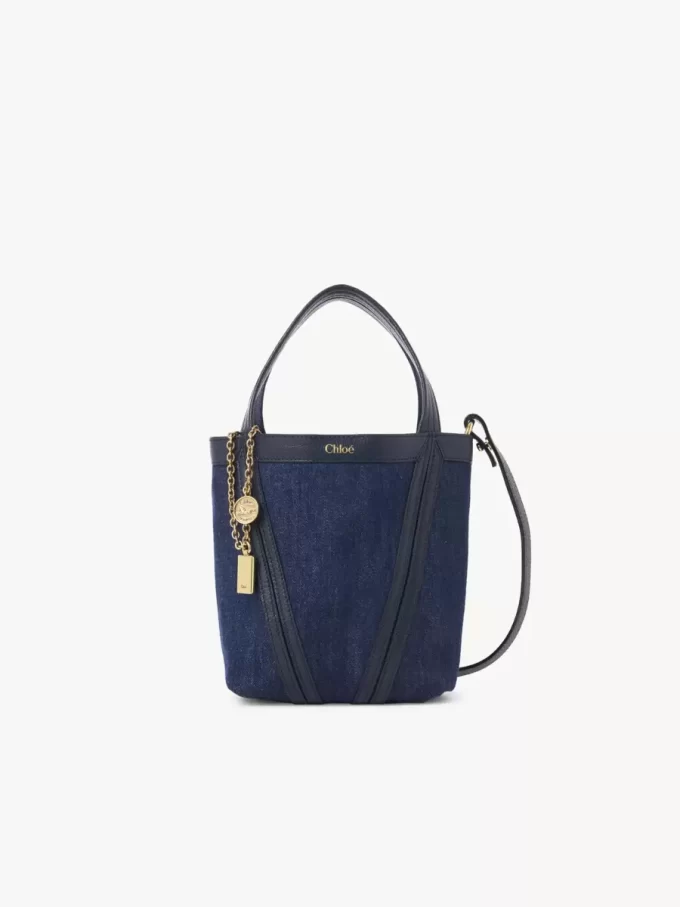 Petit sac cabas Chloé Spin en denim