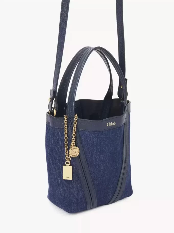 Petit sac cabas Chloé Spin en denim