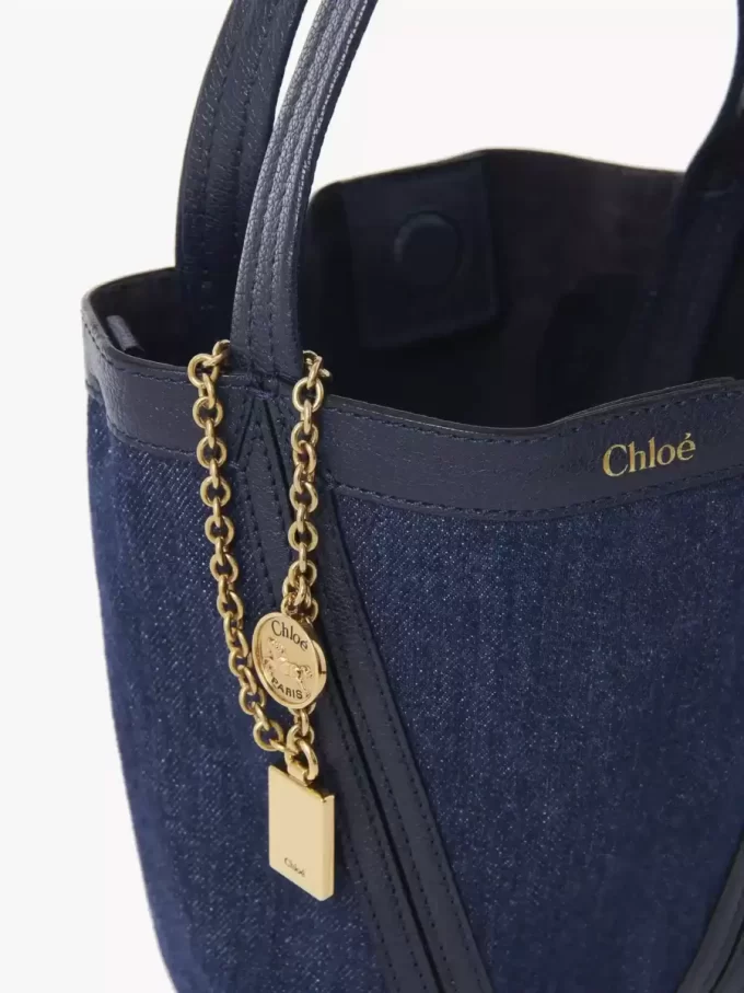Petit sac cabas Chloé Spin en denim