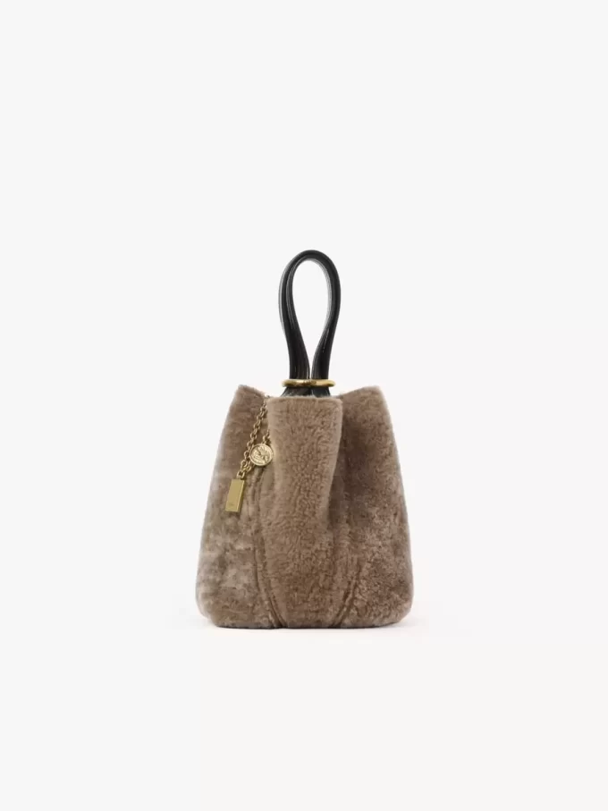 Petit sac cabas Chloé Spin en peau lainée