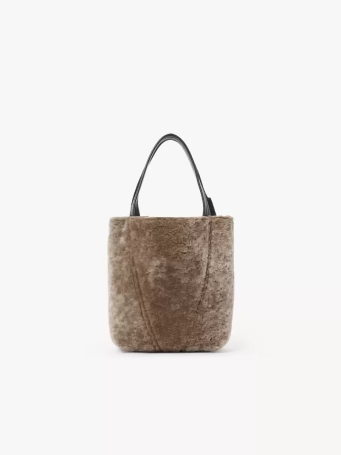 Petit sac cabas Chloé Spin en peau lainée