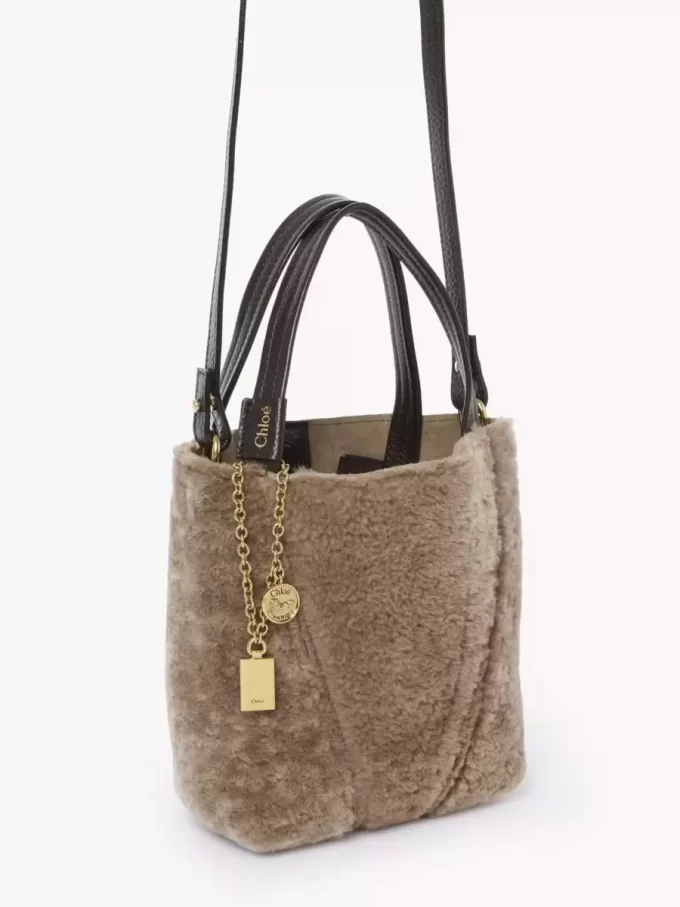 Petit sac cabas Chloé Spin en peau lainée