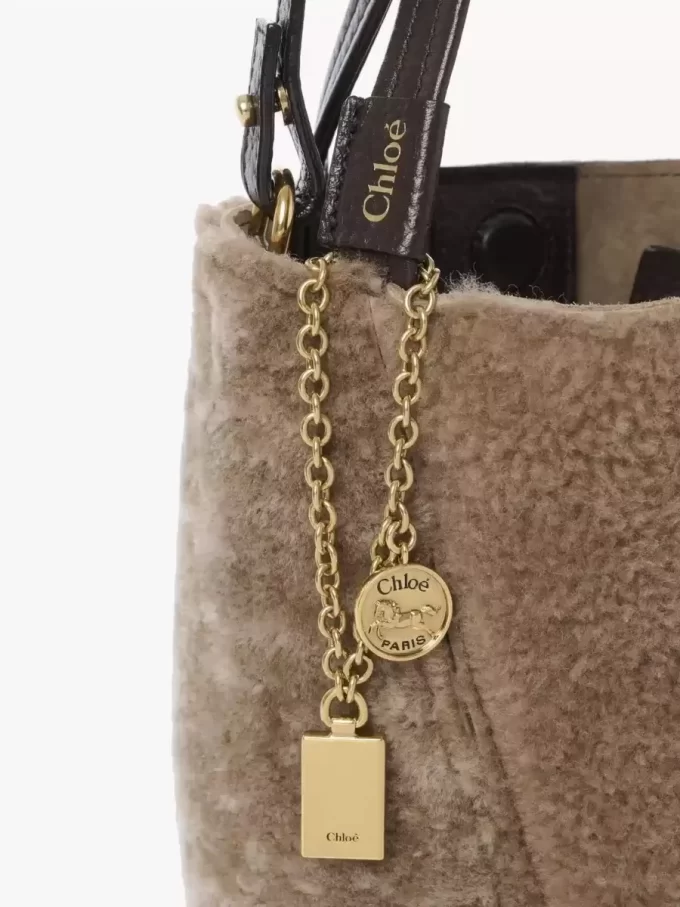 Petit sac cabas Chloé Spin en peau lainée