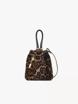 Petit sac cabas Chloé Spin en peau lainée à imprimé léopard