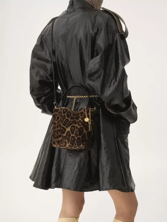 Petit sac cabas Chloé Spin en peau lainée à imprimé léopard