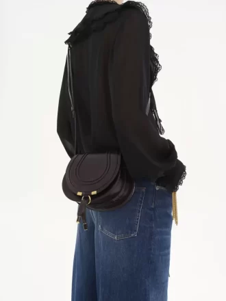 Petit sac de selle Marcie en cuir brillant