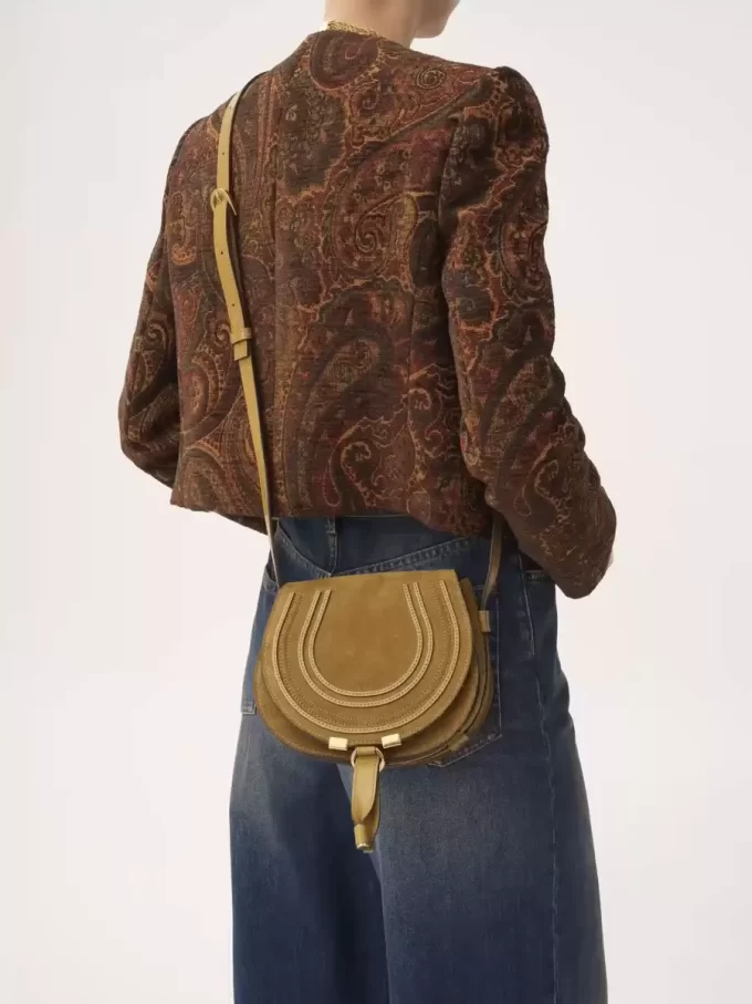 Petit sac de selle Marcie en cuir suédé Petit sac de selle Marcie en cuir suédé