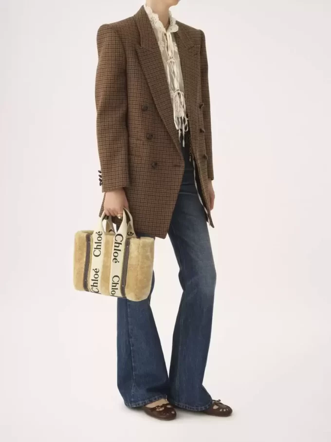 Petit sac fourre-tout Woody en peau lainée
