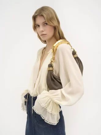 Petit sac hobo bracelet en cuir grainé