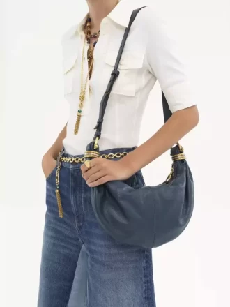 Petit sac hobo bracelet en cuir grainé