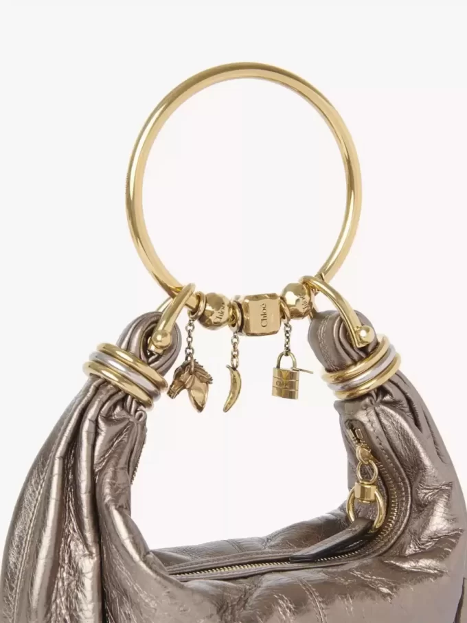 Petit sac hobo bracelet en cuir métallisé Petit sac hobo bracelet en cuir métallisé