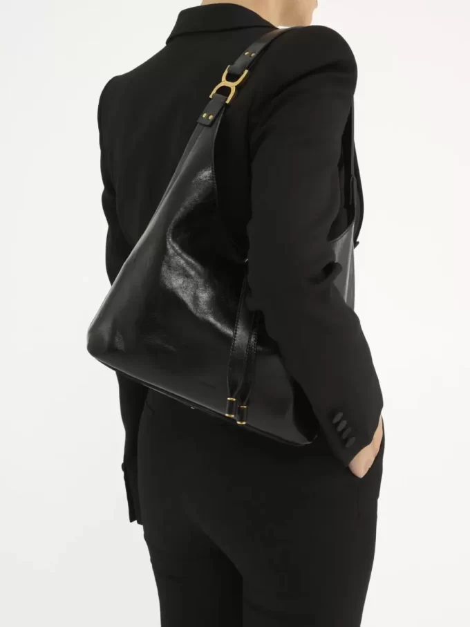 Petit sac hobo Marcie en cuir brillant Petit sac hobo Marcie en cuir brillant