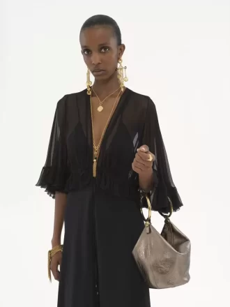 Petit sac à main bracelet en cuir métallisé