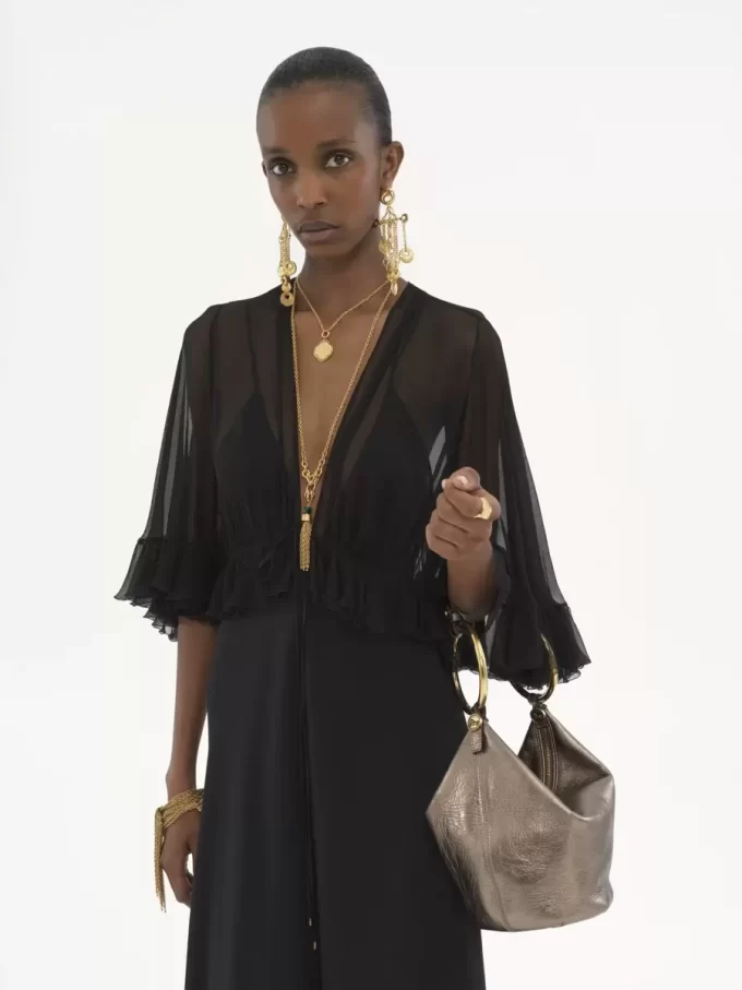 Petit sac à main bracelet en cuir métallisé