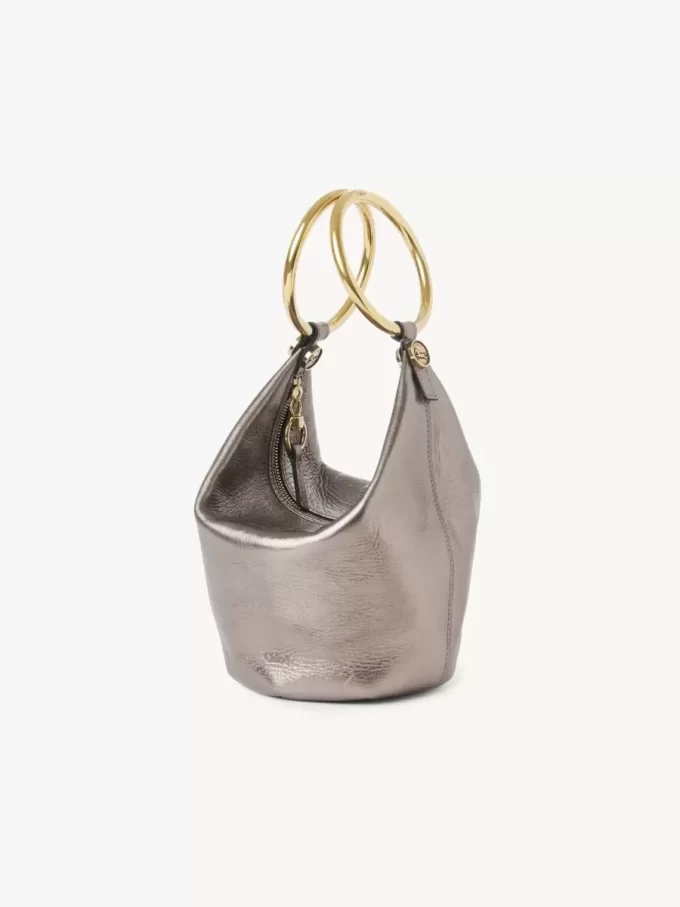 Petit sac à main bracelet en cuir métallisé