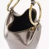 Petit sac à main bracelet en cuir métallisé