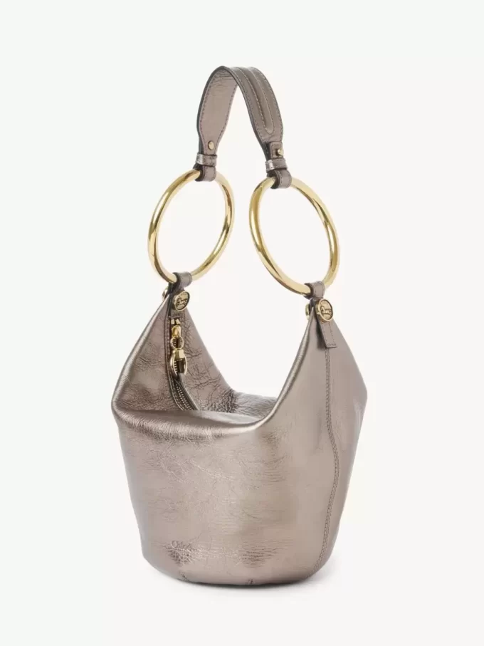 Petit sac à main bracelet en cuir métallisé