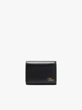 Petit sac à main Chloé Iconic à trois volets avec poche à monnaie en cuir brillant