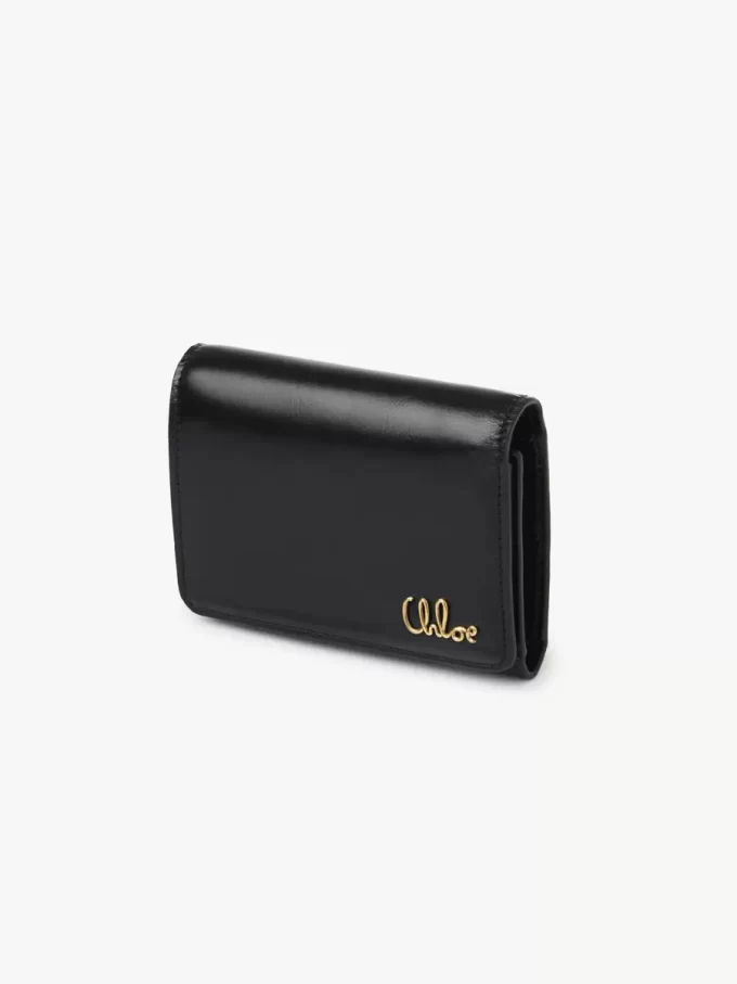 Petit sac à main Chloé Iconic à trois volets avec poche à monnaie en cuir brillant