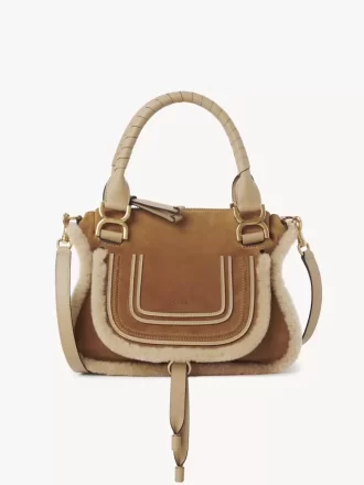 Petit sac Marcie en cuir suédé et peau lainée