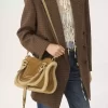Petit sac Marcie en cuir suédé et peau lainée