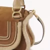 Petit sac Marcie en cuir suédé et peau lainée