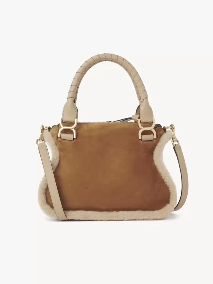 Petit sac Marcie en cuir suédé et peau lainée