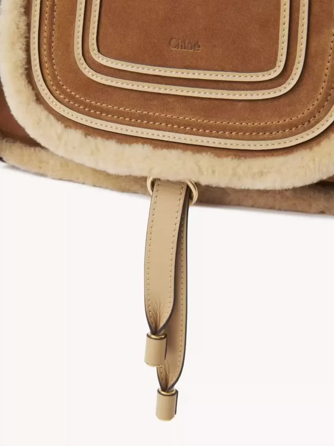Petit sac Marcie en cuir suédé et peau lainée