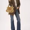 Petit sac Marcie en cuir suédé et peau lainée
