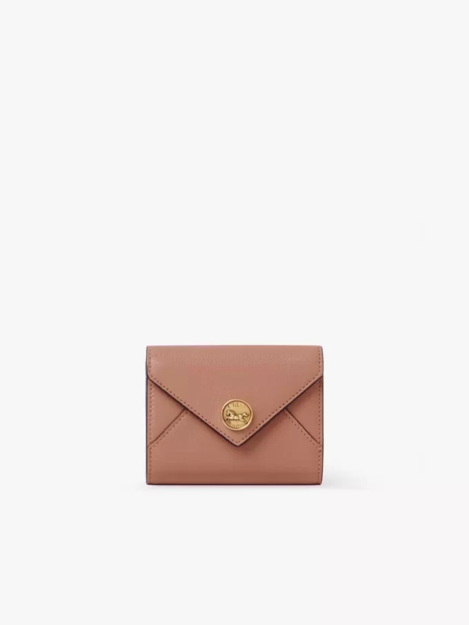 Petite enveloppe à trois volets en cuir grainé