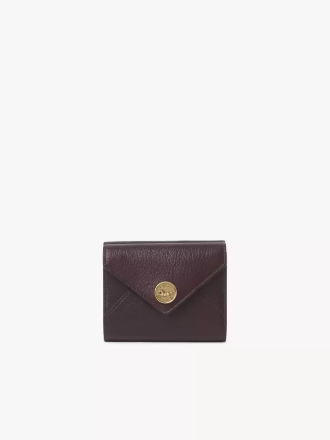 Petite enveloppe à trois volets en cuir grainé Petite enveloppe à trois volets en cuir grainé