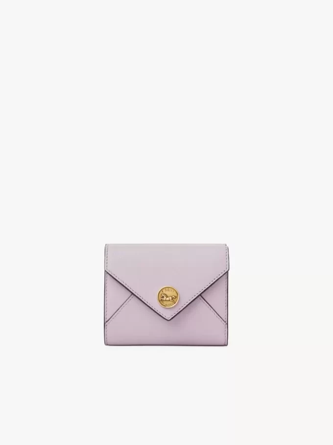 Petite enveloppe à trois volets en cuir grainé