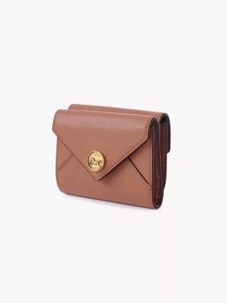 Petite enveloppe à trois volets en cuir grainé
