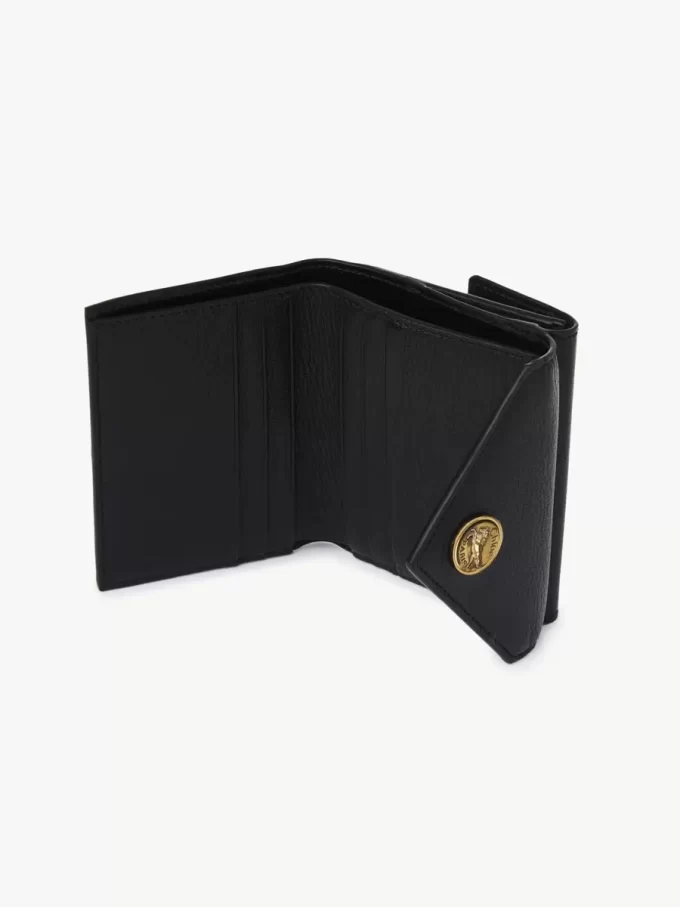 Petite enveloppe à trois volets en cuir grainé