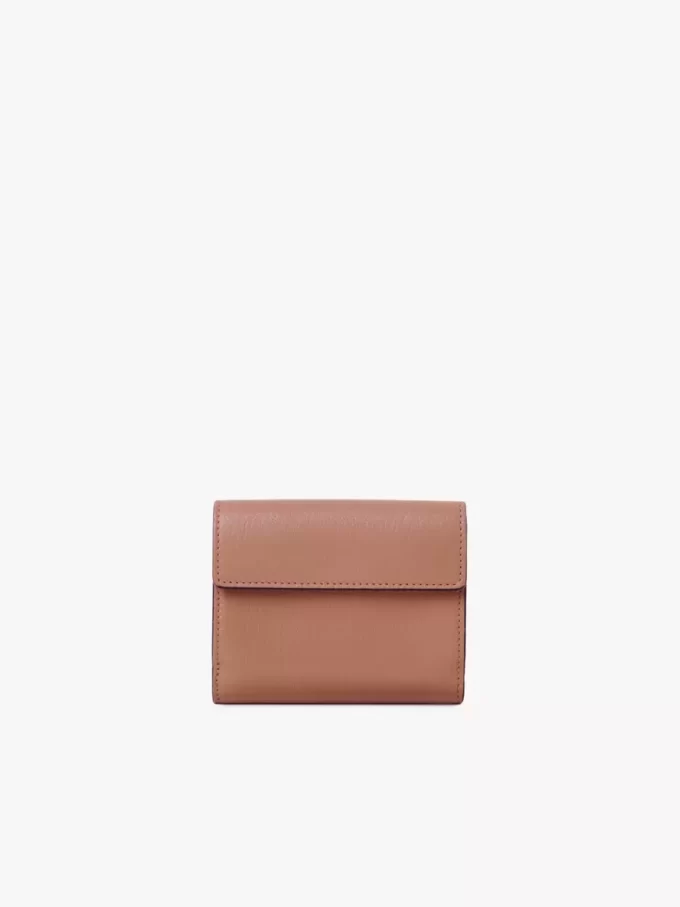 Petite enveloppe à trois volets en cuir grainé